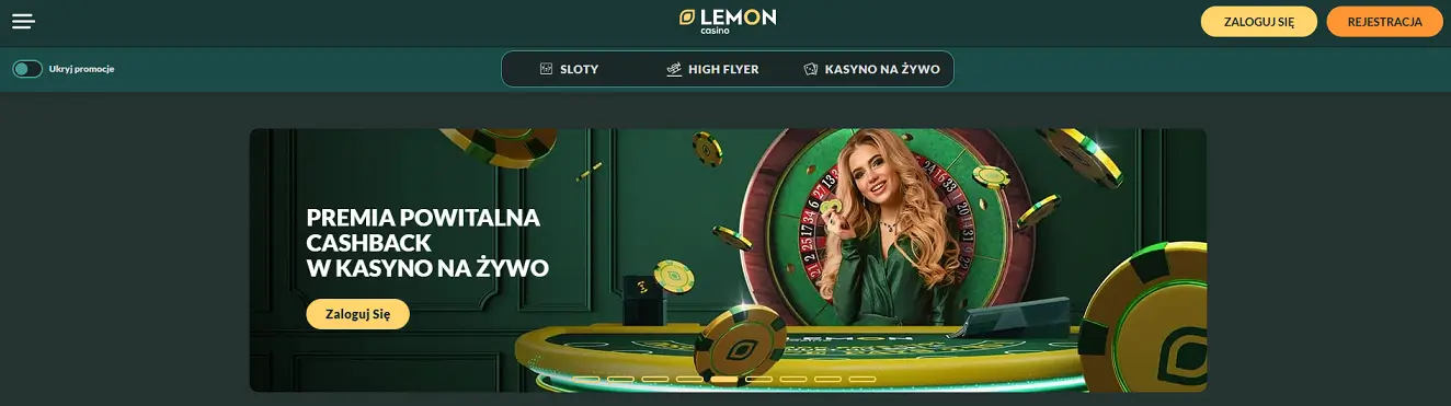 Menu główne Lemon Casino